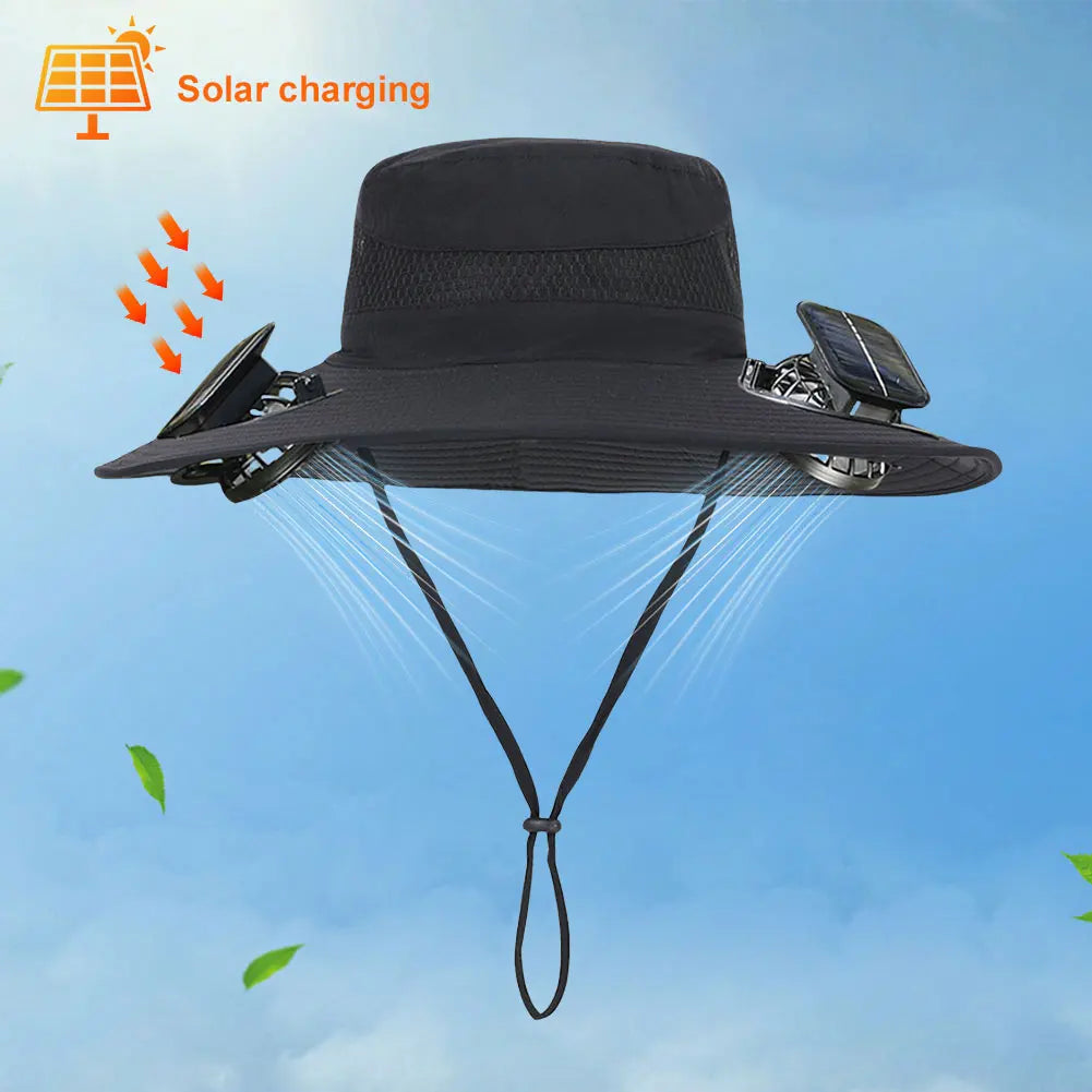 Hat with 2 Solar Fans Outdoor Hat
