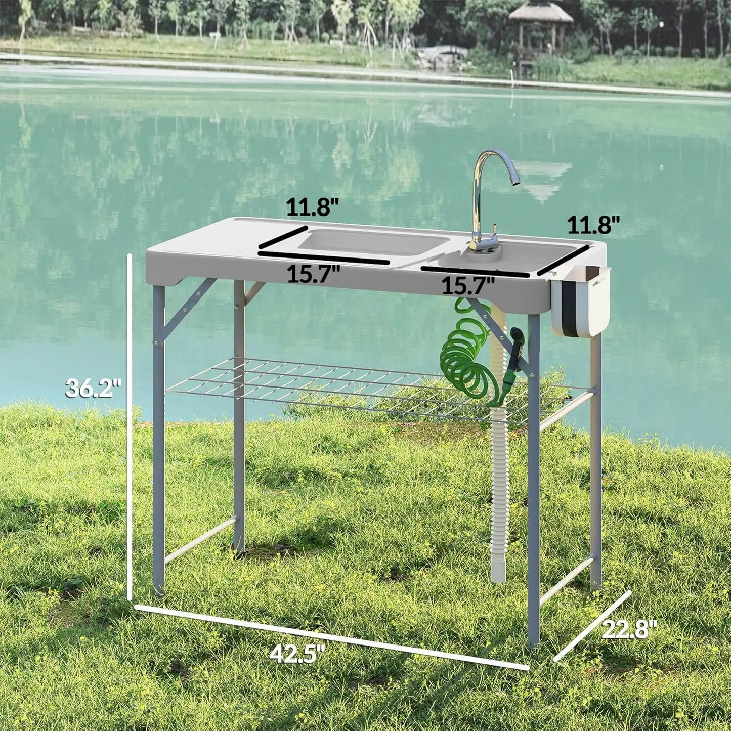 Folding Fish Cleaning Table with Sinks