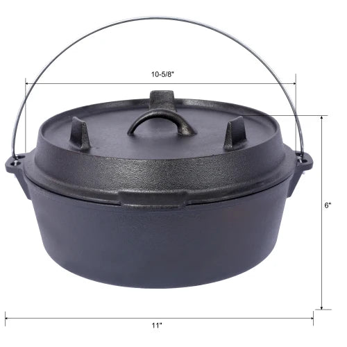 Dutch Oven,8 Qt Pre-Seasoned Camping Cookware