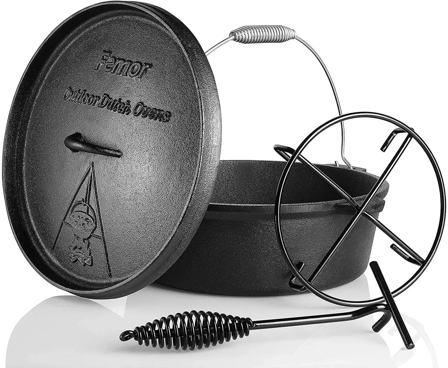 Dutch Oven Cast Iron Camping Cookware Casserole