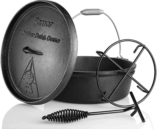 Dutch Oven Cast Iron Camping Cookware Casserole