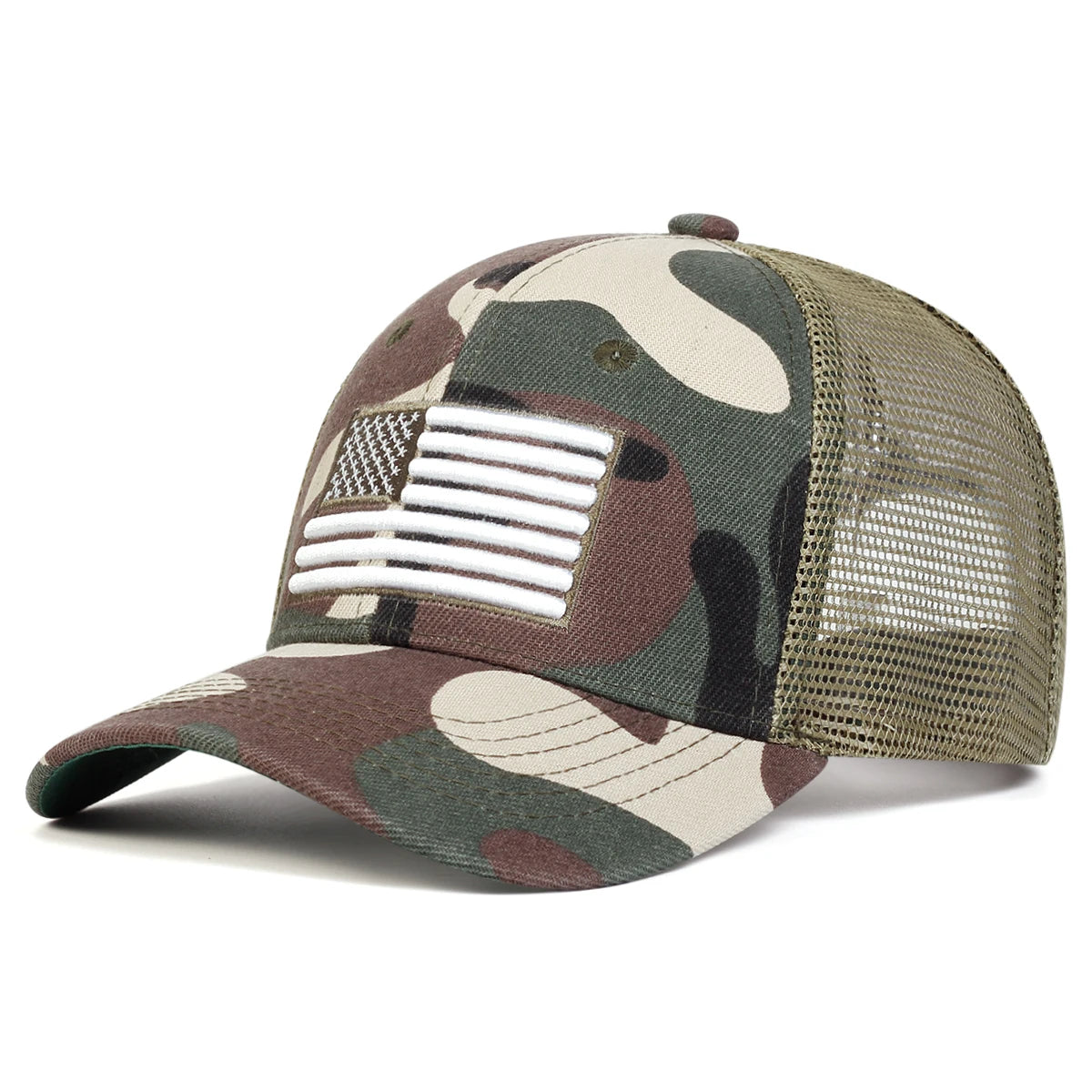 USA Flag Embroidery Mesh Baseball Hat, Adjustable