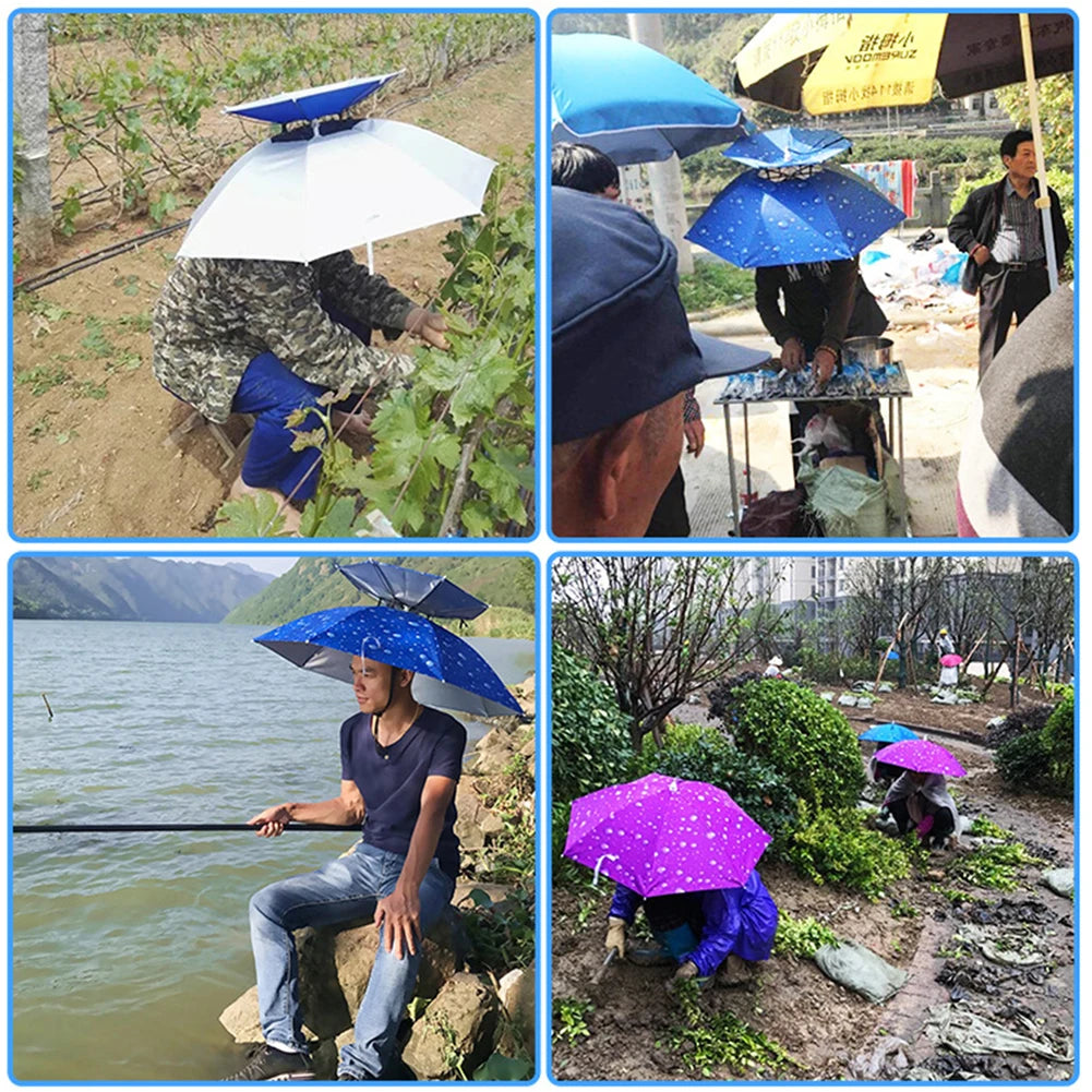 Outdoor Umbrella Hat Foldable Sunshade Cap Waterproof