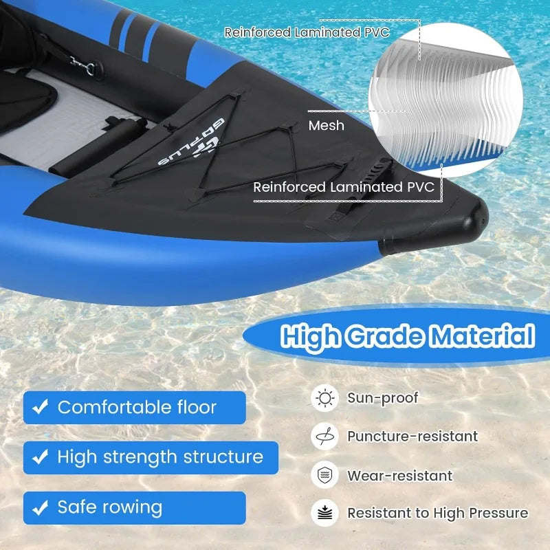 Inflatable 2-Person Kayak, Oars, Seats, Hand Pump