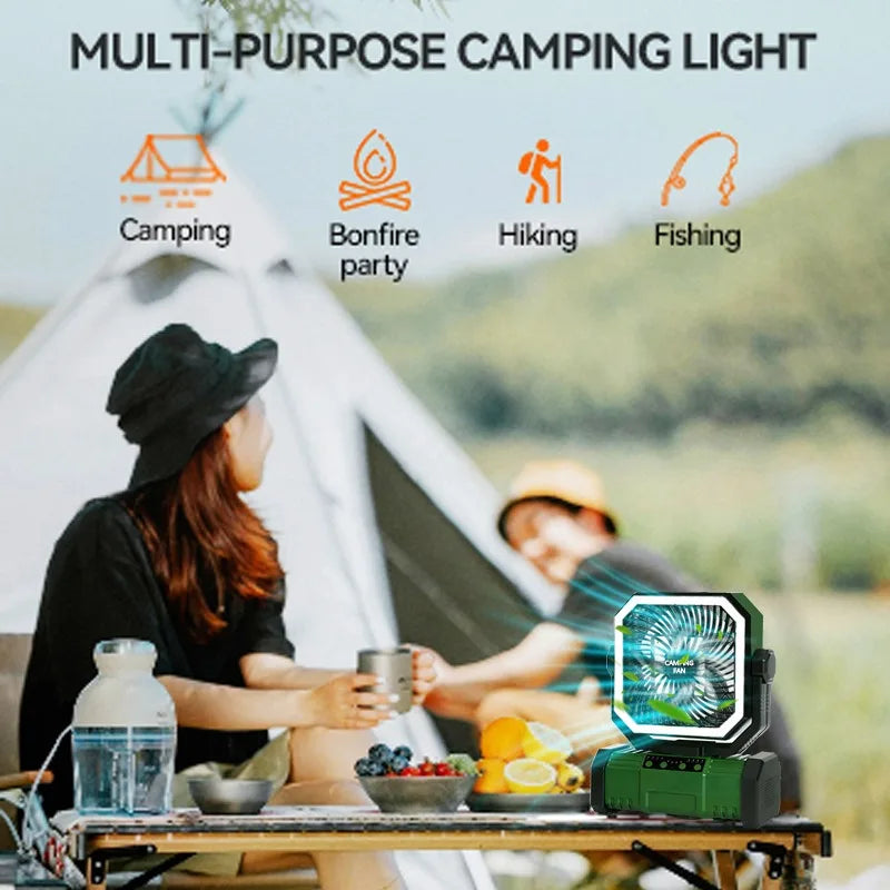 30000mAh Oscillating Camp Fan with LED Lantern