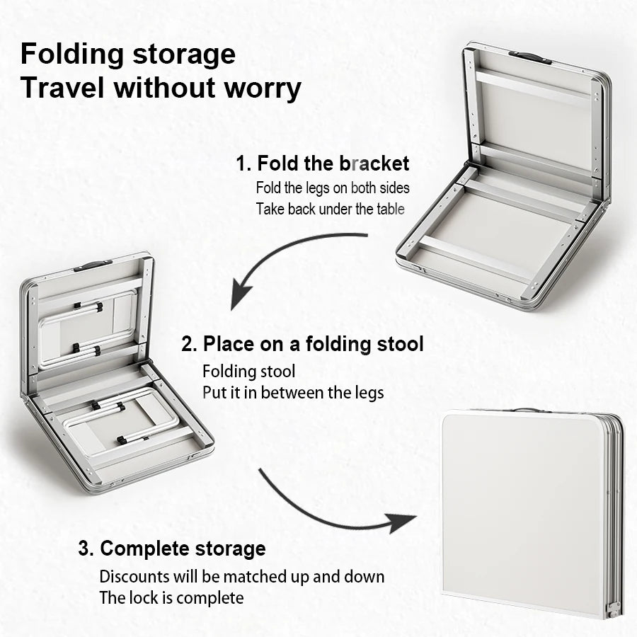 Outdoor, portable folding table with handle