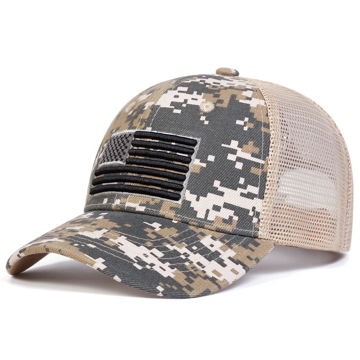 USA Flag Embroidery Mesh Baseball Hat, Adjustable