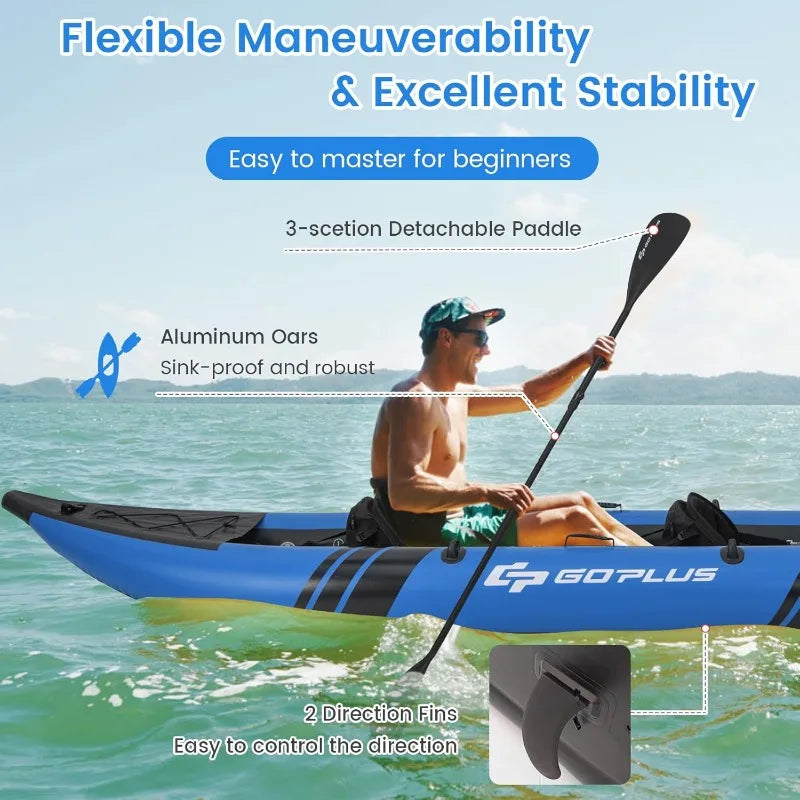 Inflatable 2-Person Kayak, Oars, Seats, Hand Pump