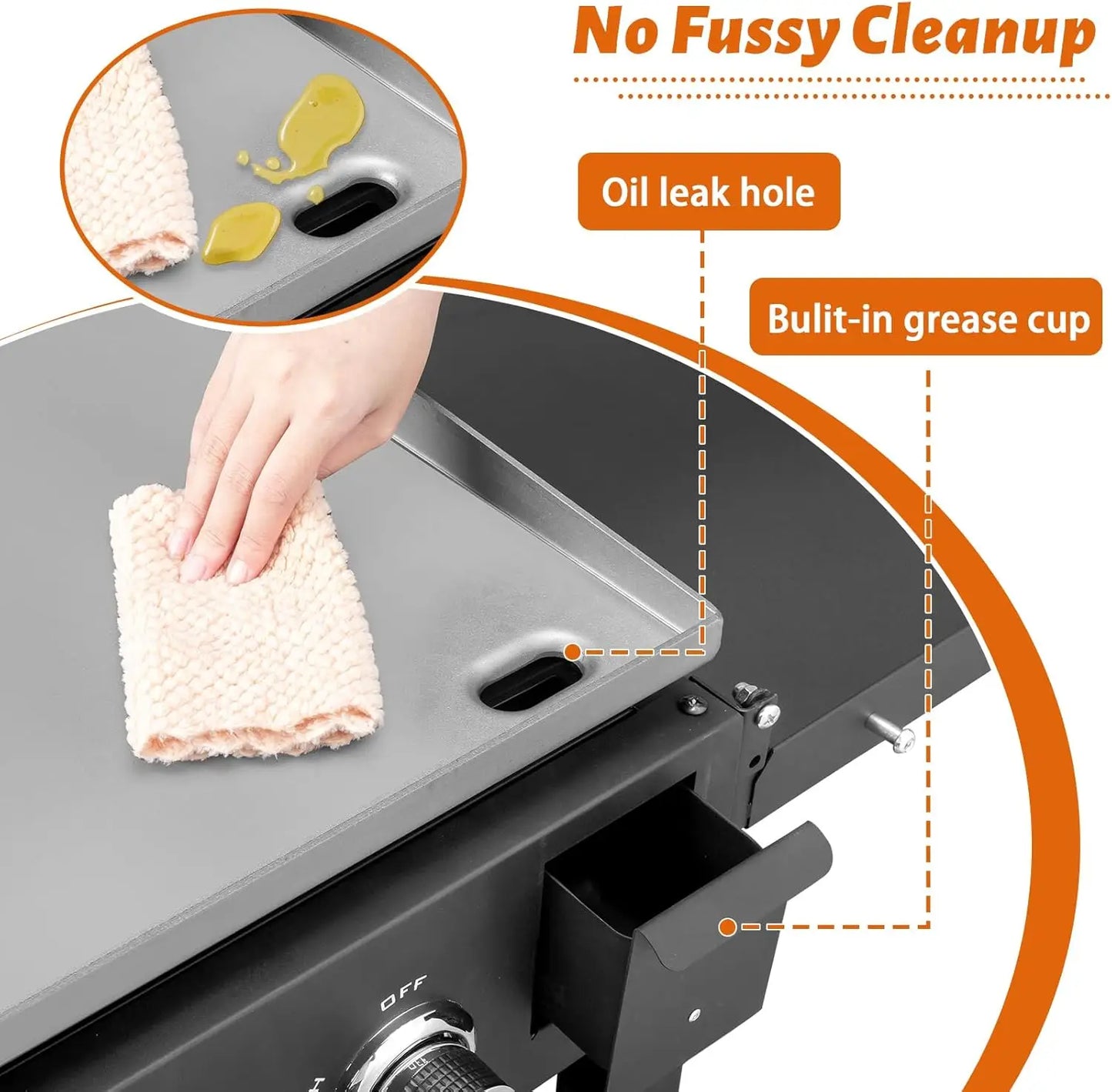 3 Burner Portable Propane Griddle, Folding Legs