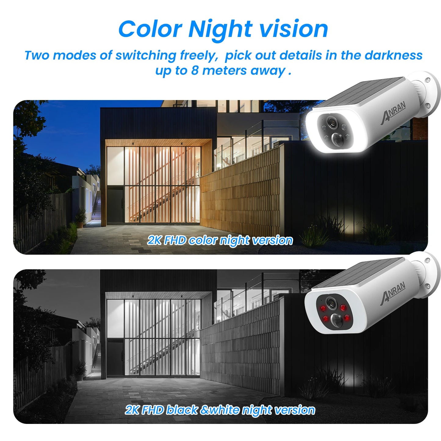 Battery Solar Security Camera, Floodlight, Night Vision