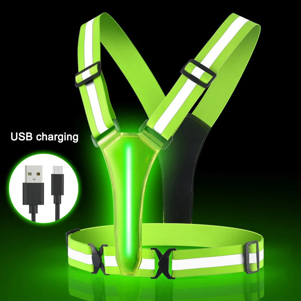 LED Night Work Security Vest USB Rechargeable