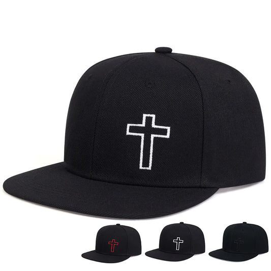 Cross Embroidery Hip Hop Hat Outdoor Adjustable