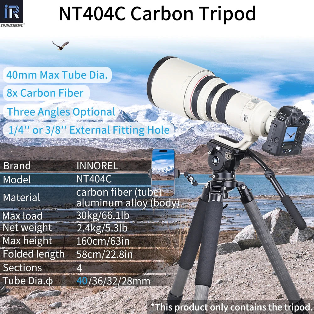 NT404C Professional Heavy Carbon Fiber Camera Tripod
