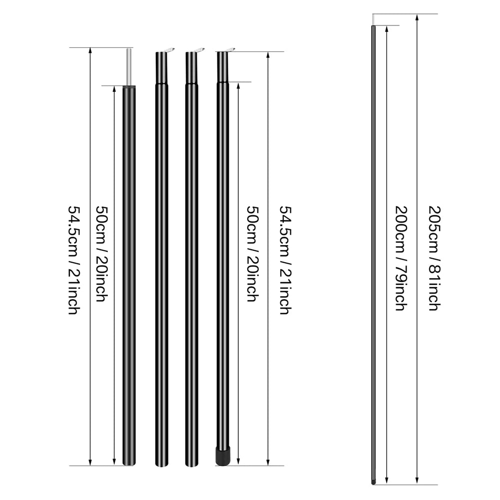 Telescopic Tent Pole Adjustable Tarp Aluminium Alloy