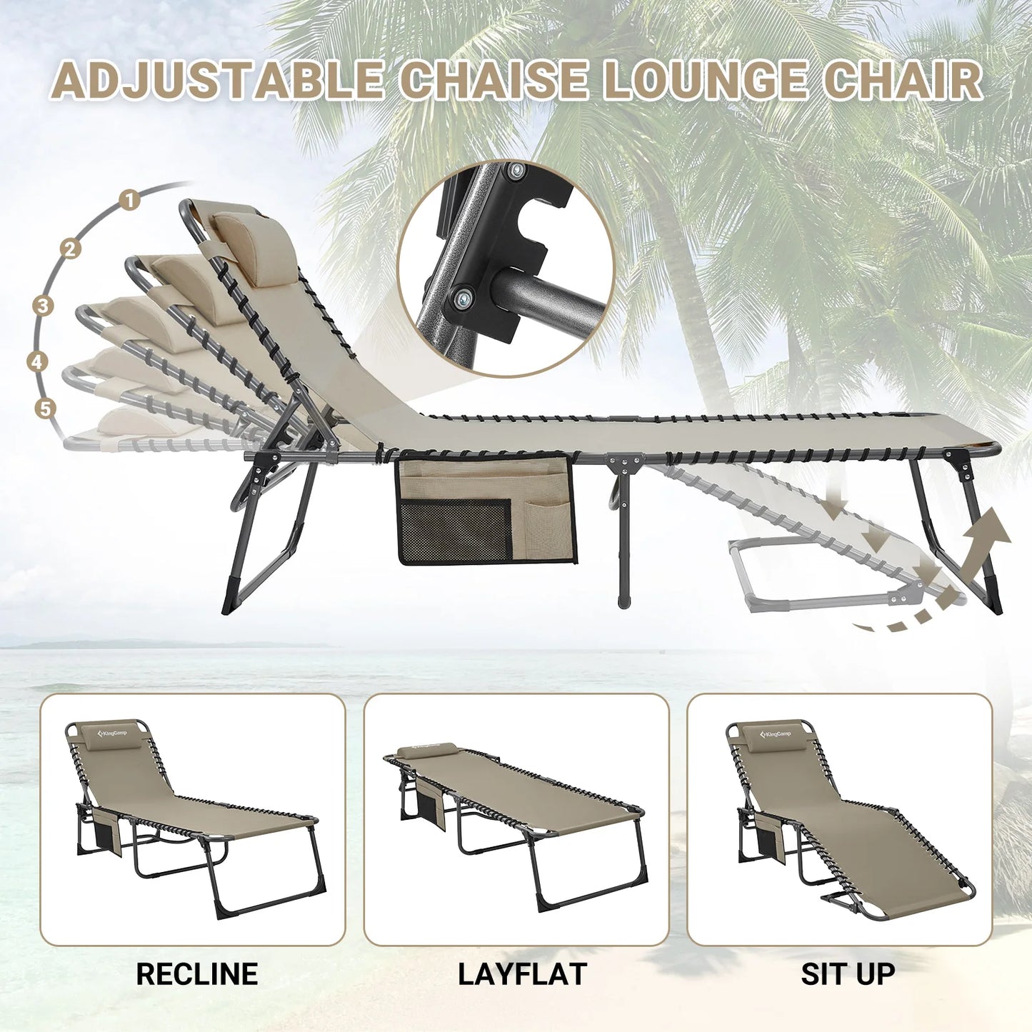 5-Position Lounge Chair, w/Side Pocket, Storage Bag