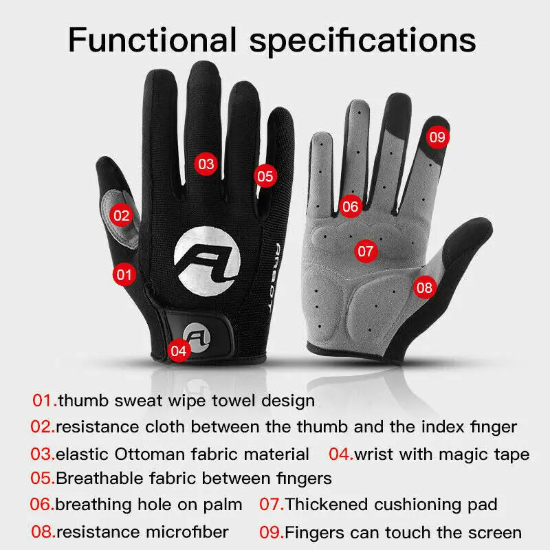 Cycling Gloves, Touchscreen, Padded Anti-Slip Grips