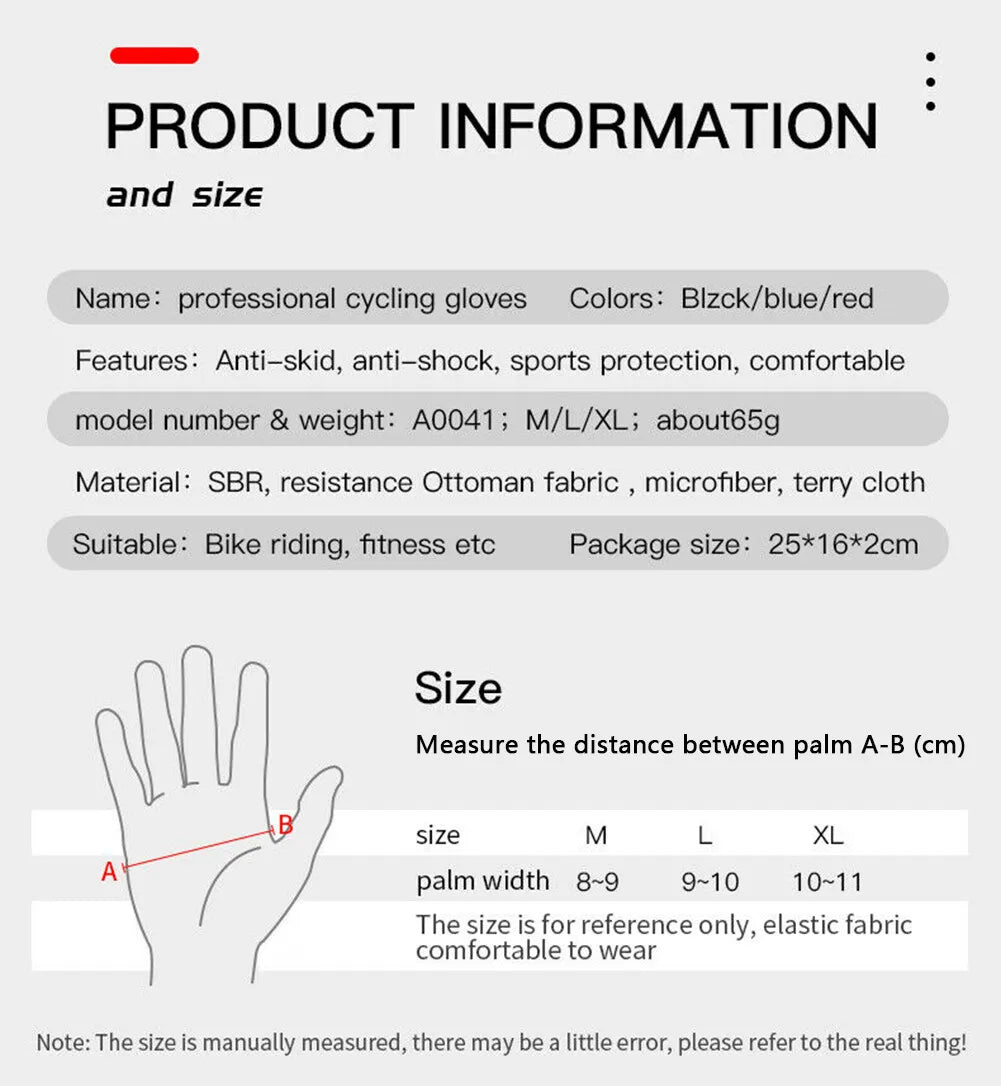 Cycling Gloves, Touchscreen, Padded Anti-Slip Grips