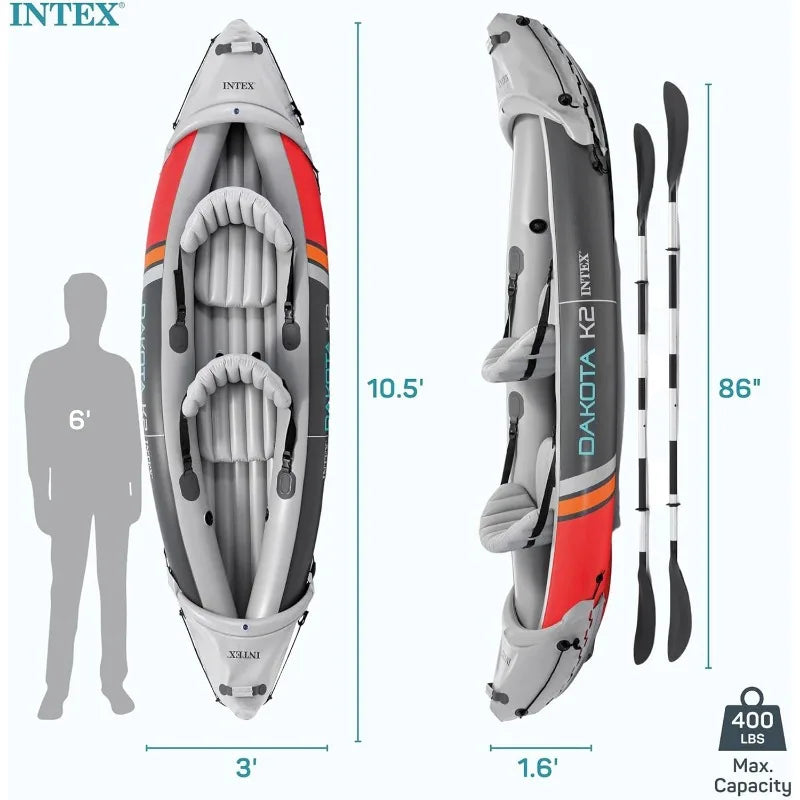 2-Person Inflatable Kayak Set, Oars, Pump