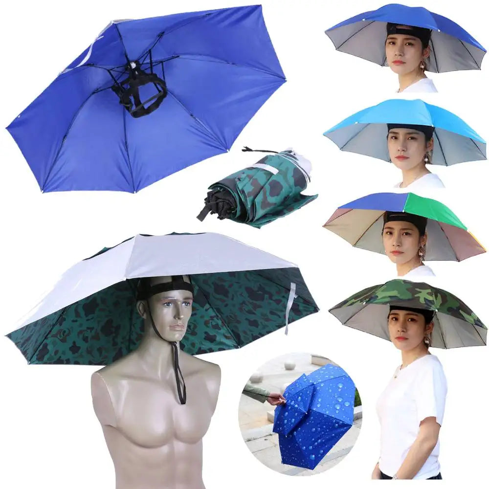 Outdoor Umbrella Hat Foldable Sunshade Cap Waterproof