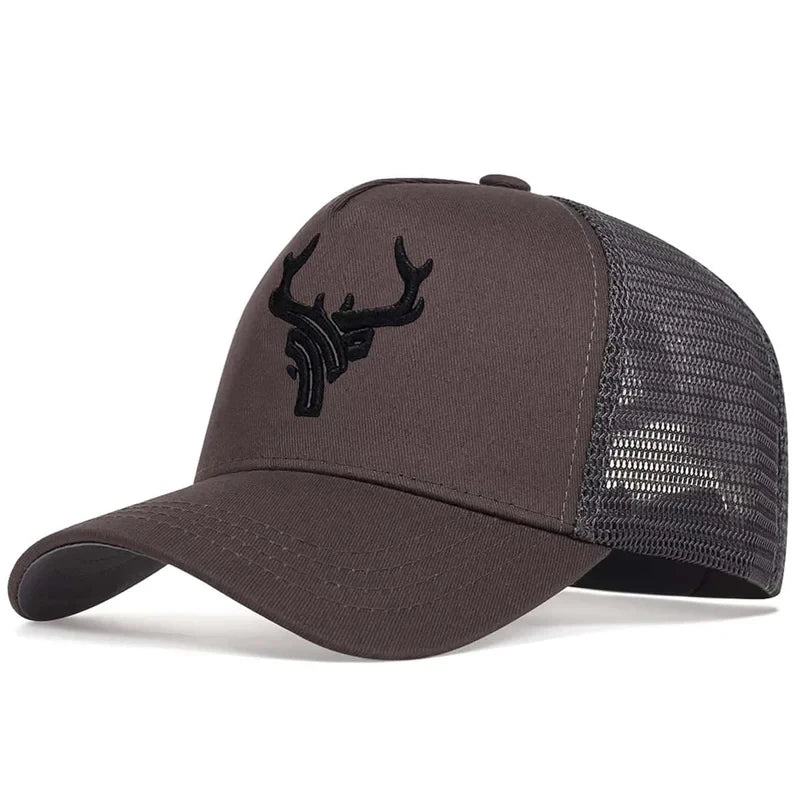 Antlers Embroidery Baseball Mesh Hat Outdoor Adjustable