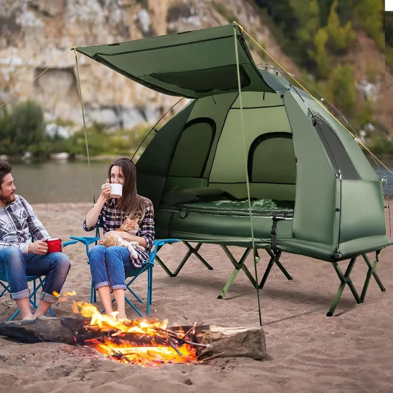 Tent Cot Combo, Awning, Mattress, Sleeping Bag