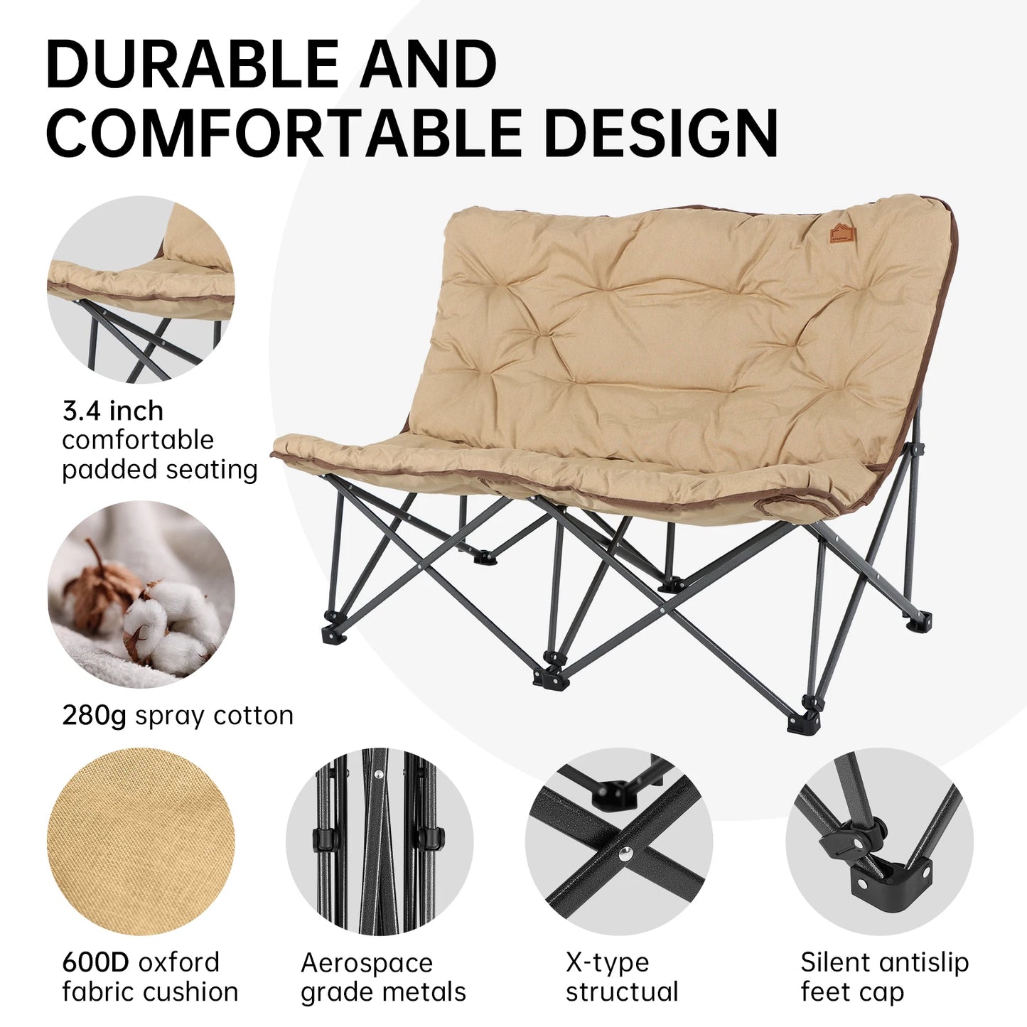 Oversized Butterfly Chair for 2, Support 300 lbs