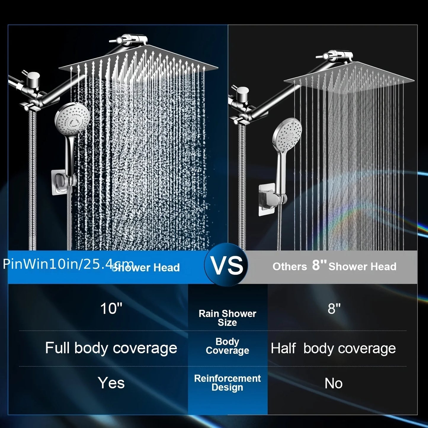 Bathroom chrome plated stainless steel pressurized shower