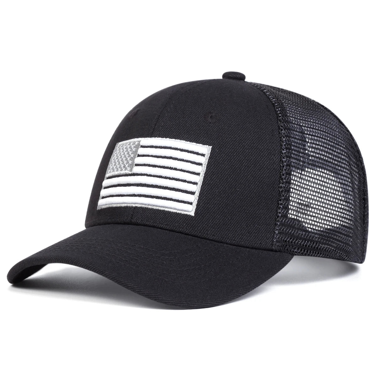 USA Flag Embroidery Mesh Baseball Hat, Adjustable