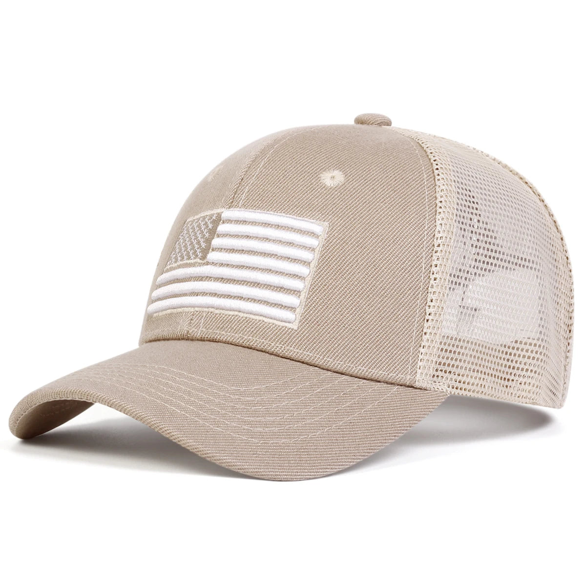 USA Flag Embroidery Mesh Baseball Hat, Adjustable
