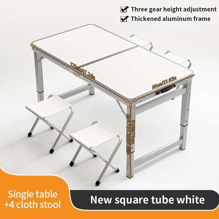 Outdoor, portable folding table with handle