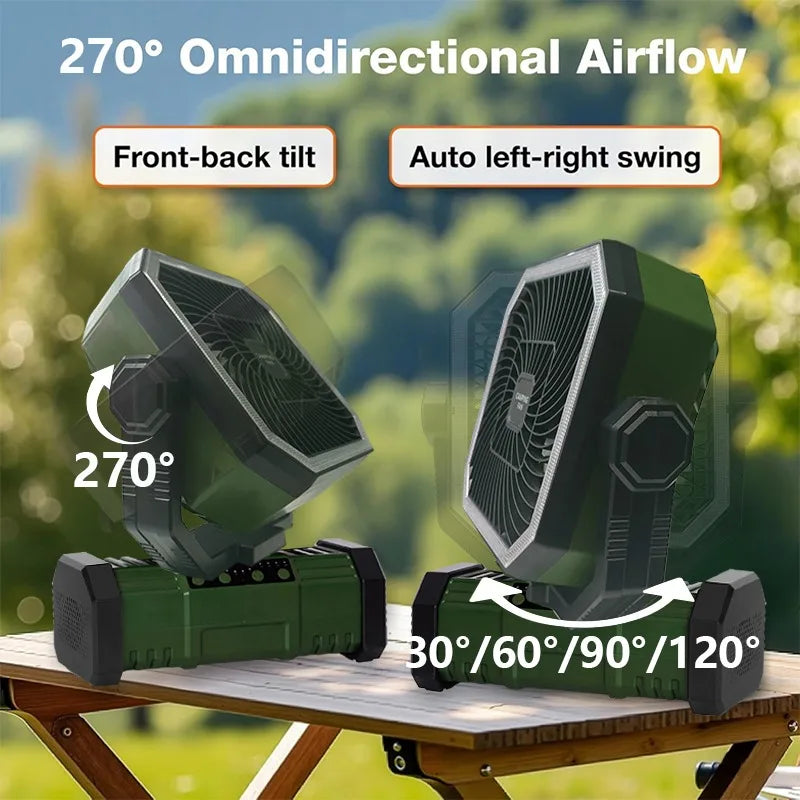30000mAh Oscillating Camp Fan with LED Lantern