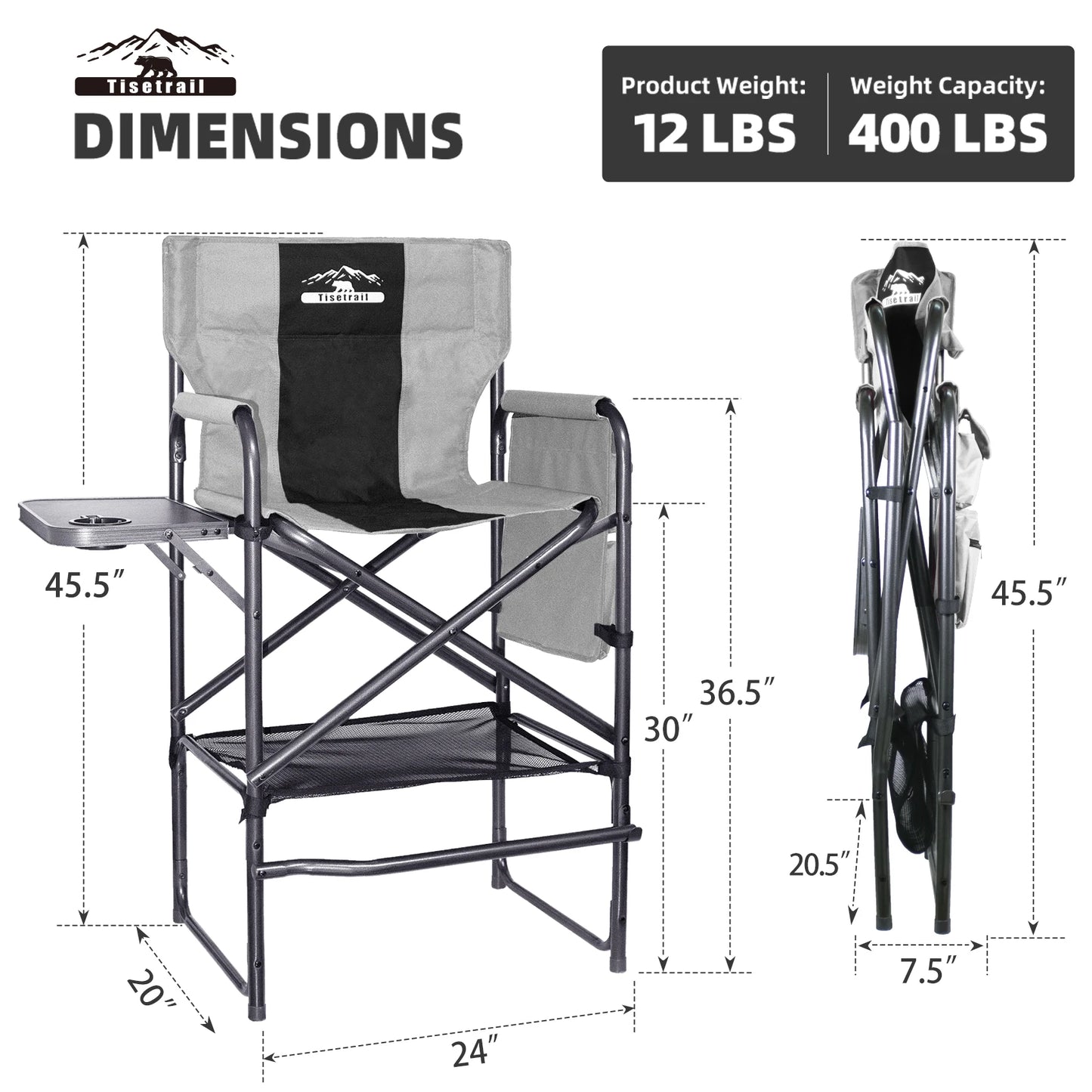 Directors Chair 30" Seat Height, 400# Capacity