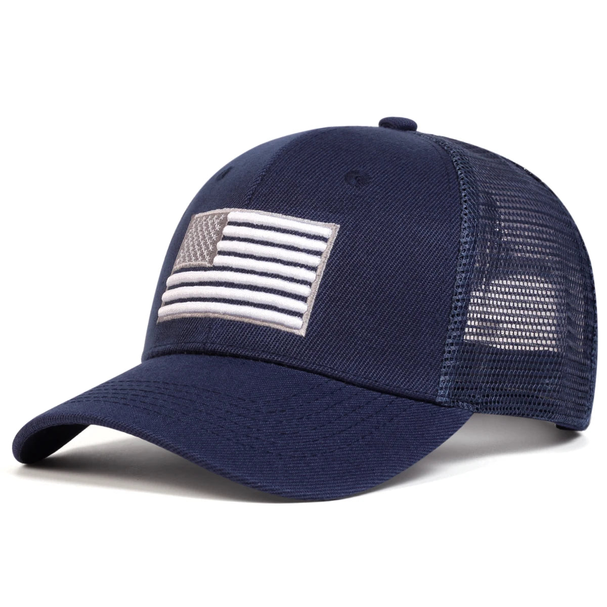 USA Flag Embroidery Mesh Baseball Hat, Adjustable
