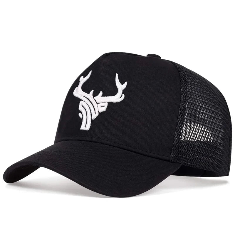 Antlers Embroidery Baseball Mesh Hat Outdoor Adjustable